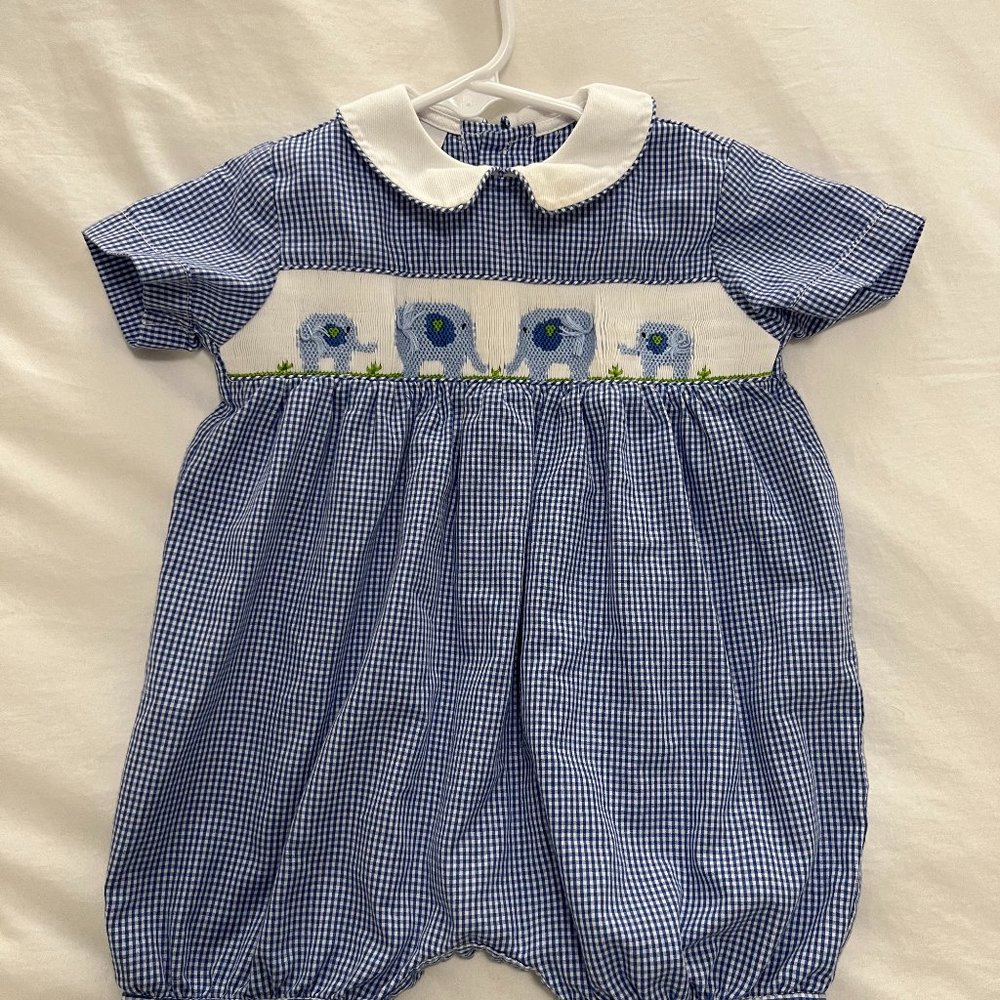 Smocked Elephant Bubble - Collection Bebe Vive la Fete